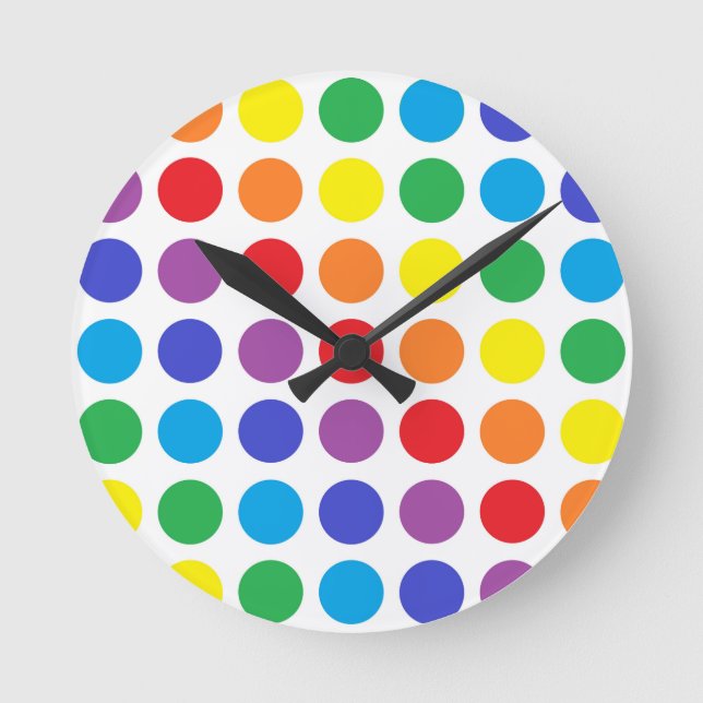 Rainbow Polka Dots Clock (Front)