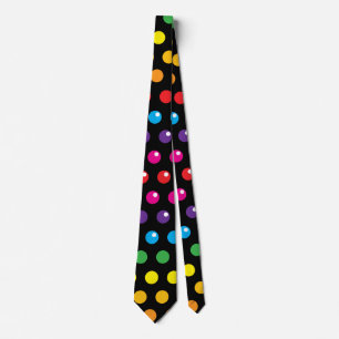 Rainbow Polka Dots Clown Funny Black Neck Tie