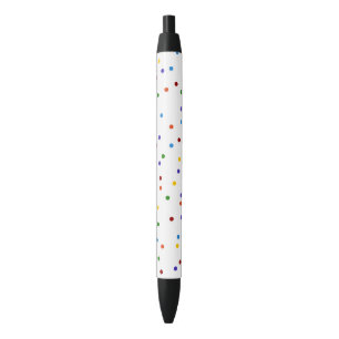 Rainbow Polka Dots Confetti Pattern Black Ink Pen