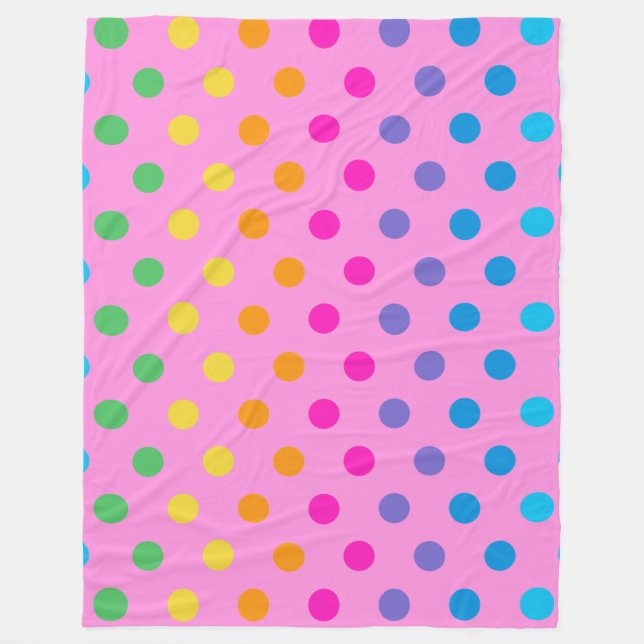 rainbow polka dots fleece blanket (Front)