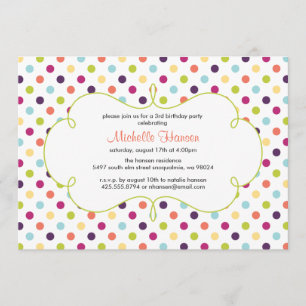 Rainbow Polka Dots Invitation