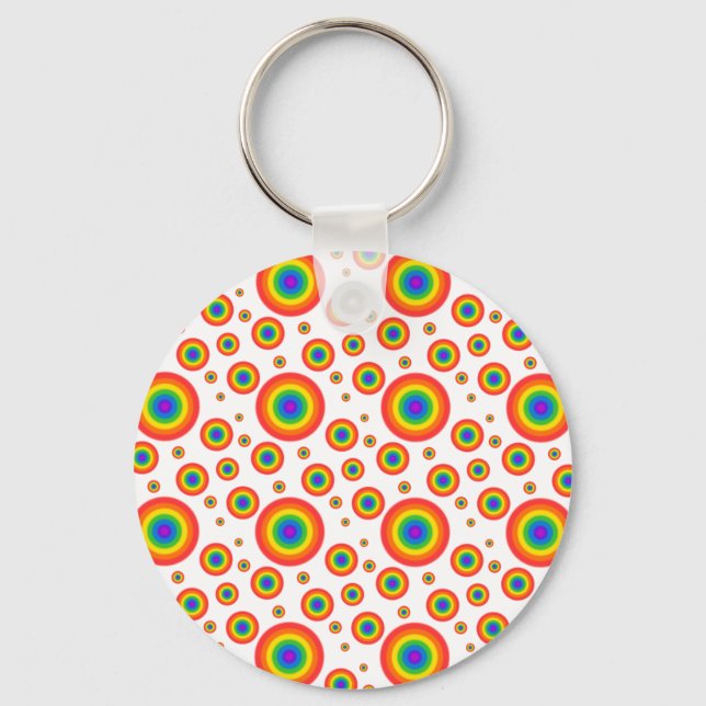 Rainbow Polka Dots Keychain (Front)