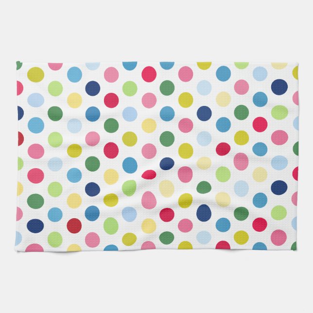 Rainbow polka dots kitchen towel (Horizontal)