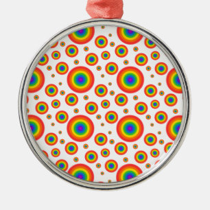 Rainbow Polka Dots Metal Ornament