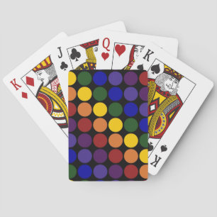 Rainbow Polka Dots on Black Playing Cards