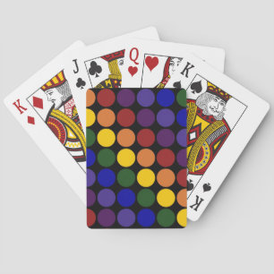 Rainbow Polka Dots on Black Playing Cards