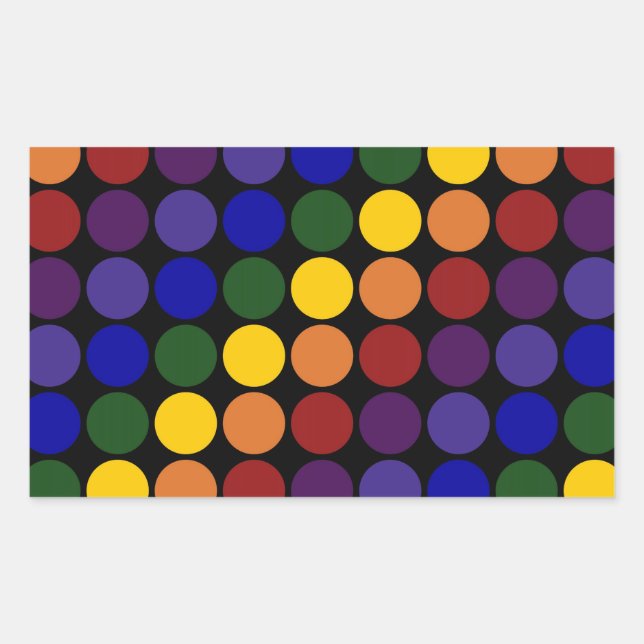 Rainbow Polka Dots on Black Sticker (Front)