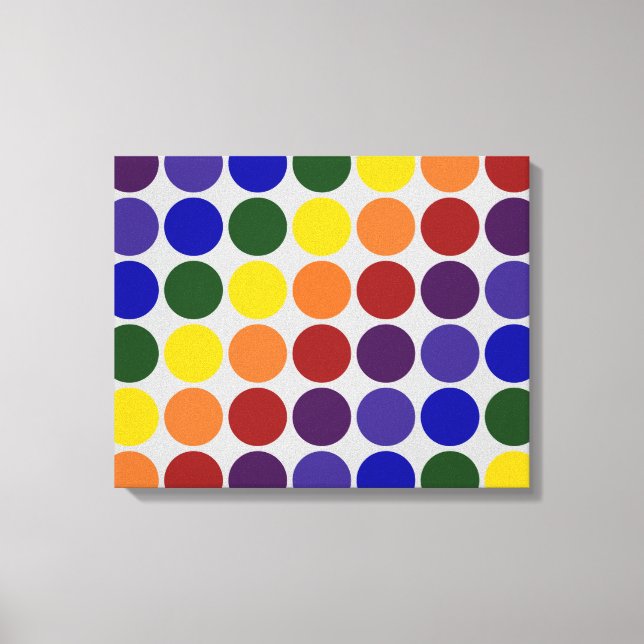 Rainbow Polka Dots on Grey Canvas Print (Front)