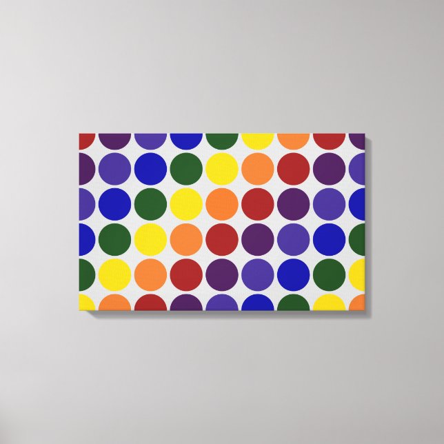 Rainbow Polka Dots on Grey Canvas Print (Front)