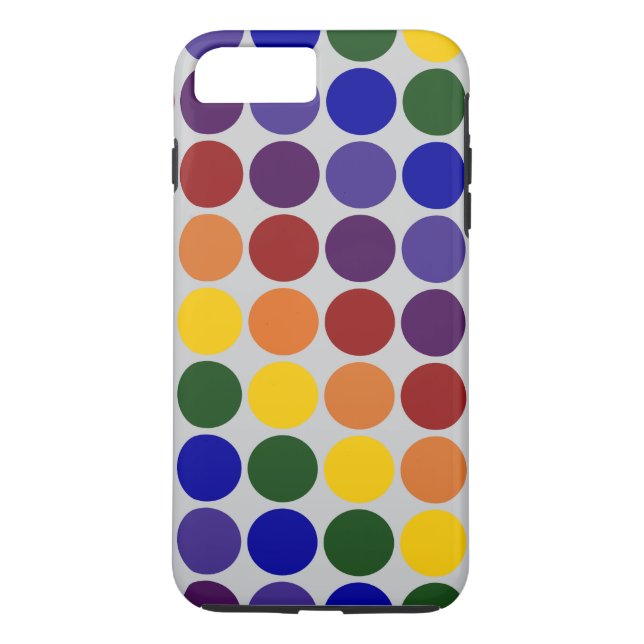 Rainbow Polka Dots on Grey iPhone 8/7 Plus Case (Back)