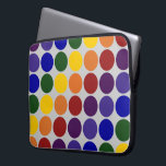 Rainbow Polka Dots on Grey Laptop Sleeve<br><div class="desc">This custom item features rows of rainbow coloured polka dots on a grey background. The grey has an almost metallic feel to it. The offset rows form diagonals of each colour: violet, indigo, blue, green, yellow, orange, and red. Digitally created image. Copyright © 2011 Claire E. Skinner. All rights reserved....</div>
