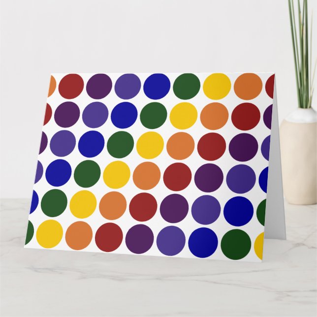 Rainbow Polka Dots on White Card (Front)