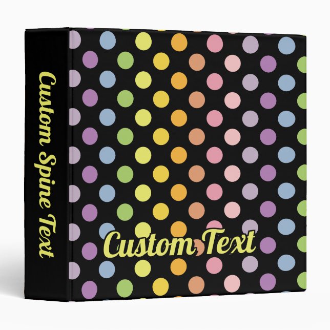Rainbow Polka Dots Pattern Binder (Front/Spine)