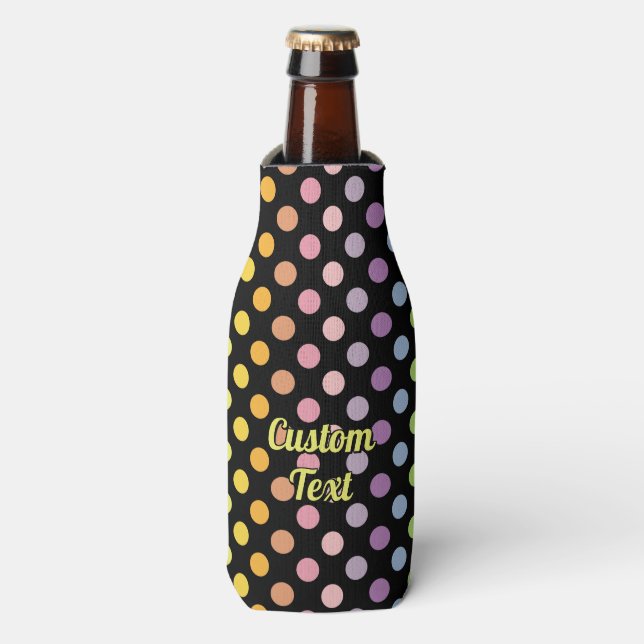 Rainbow Polka Dots Pattern Bottle Cooler (Bottle Front)