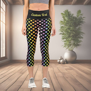 Rainbow Polka Dots Pattern Capri Leggings