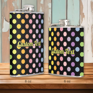 Rainbow Polka Dots Pattern Hip Flask