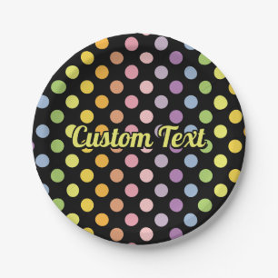 Rainbow Polka Dots Pattern Paper Plate