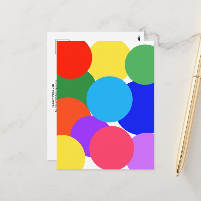 Rainbow Polka Dots  Postcard (Front/Back In Situ)