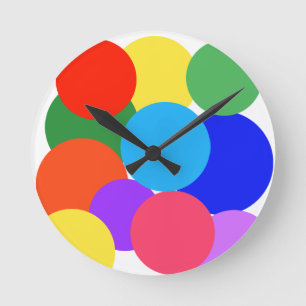 Rainbow Polka Dots Round Clock