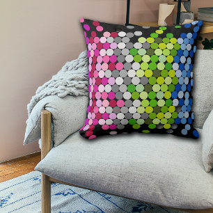 Rainbow Polka Dots Splatter Throw Pillow