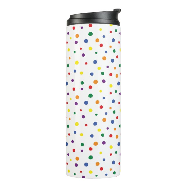 Rainbow Polka Dots Thermal Tumbler (Rotated Left)