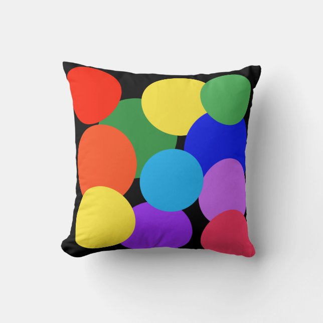 Rainbow Polka Dots Throw Pillow (Front)