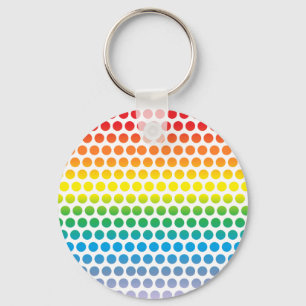 Rainbow Polka Dots White Keychain