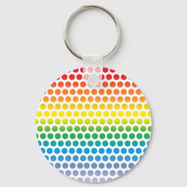Rainbow Polka Dots White Keychain (Front)