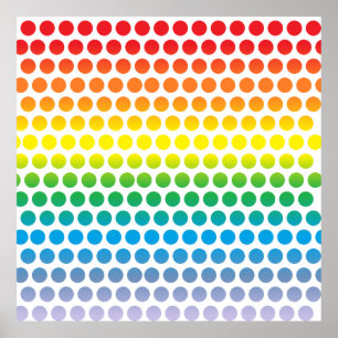 Rainbow Polka Dots White Poster
