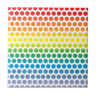 Rainbow Polka Dots White Tile