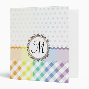 Rainbow Polkadots Checks and Stripes with Monogram Binder