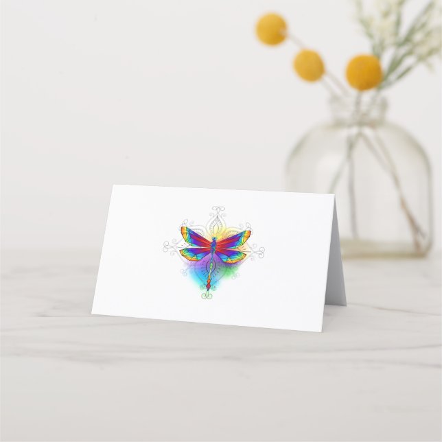 Rainbow Polygonal Dragonfly Appointment Card (Front)