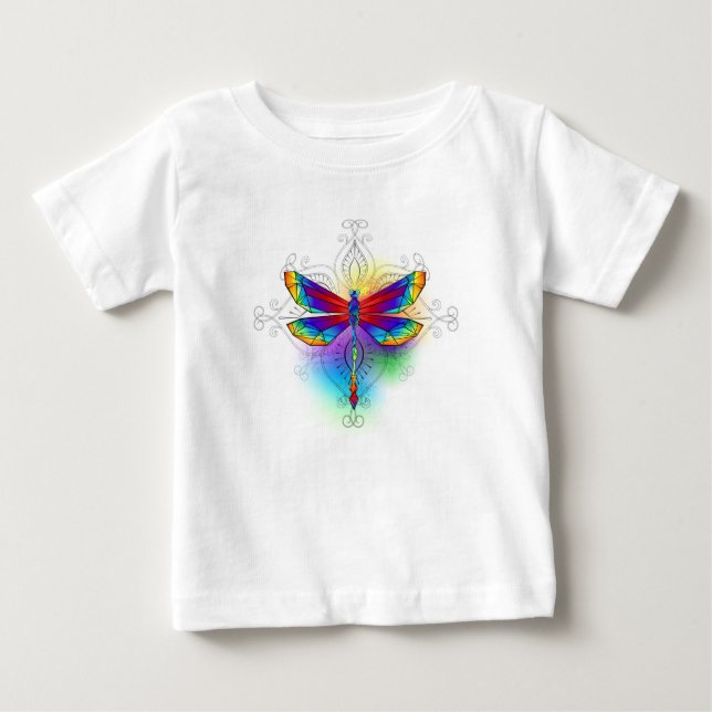 Rainbow Polygonal Dragonfly Baby T-Shirt (Front)