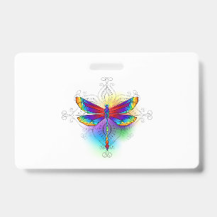 Rainbow Polygonal Dragonfly Badge