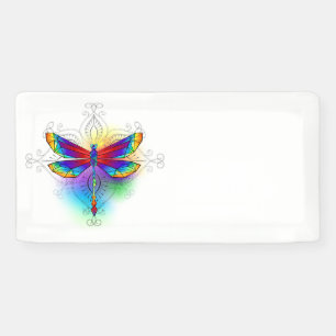 Rainbow Polygonal Dragonfly Banner