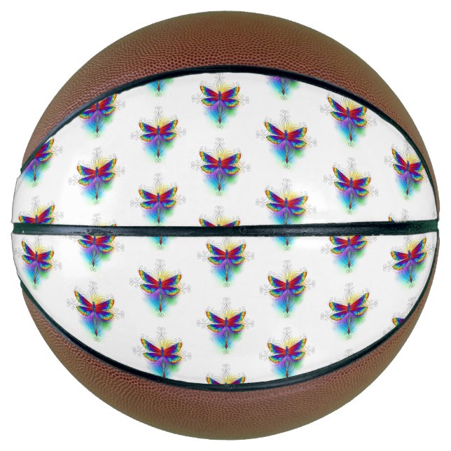 Rainbow Polygonal Dragonfly Basketball (Front)