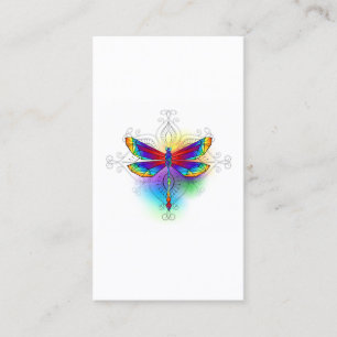Rainbow Polygonal Dragonfly Business Card