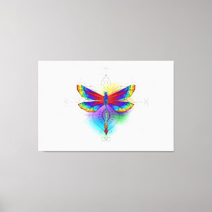 Rainbow Polygonal Dragonfly Canvas Print
