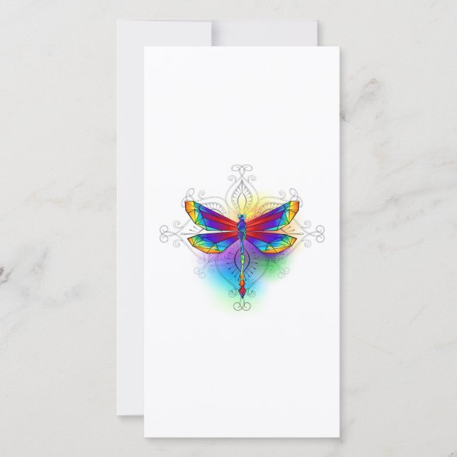Rainbow Polygonal Dragonfly Card (Front)