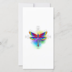 Rainbow Polygonal Dragonfly Card