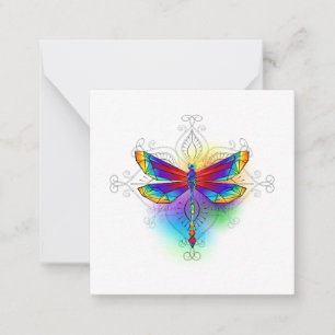 Rainbow Polygonal Dragonfly Card