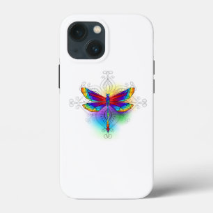 Rainbow Polygonal Dragonfly iPhone 13 Mini Case
