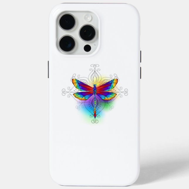 Rainbow Polygonal Dragonfly Case-Mate iPhone Case (Back)