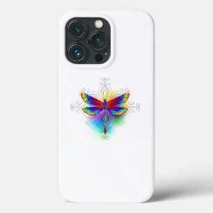 Rainbow Polygonal Dragonfly iPhone 13 Pro Case