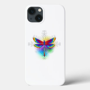 Rainbow Polygonal Dragonfly iPhone 13 Case
