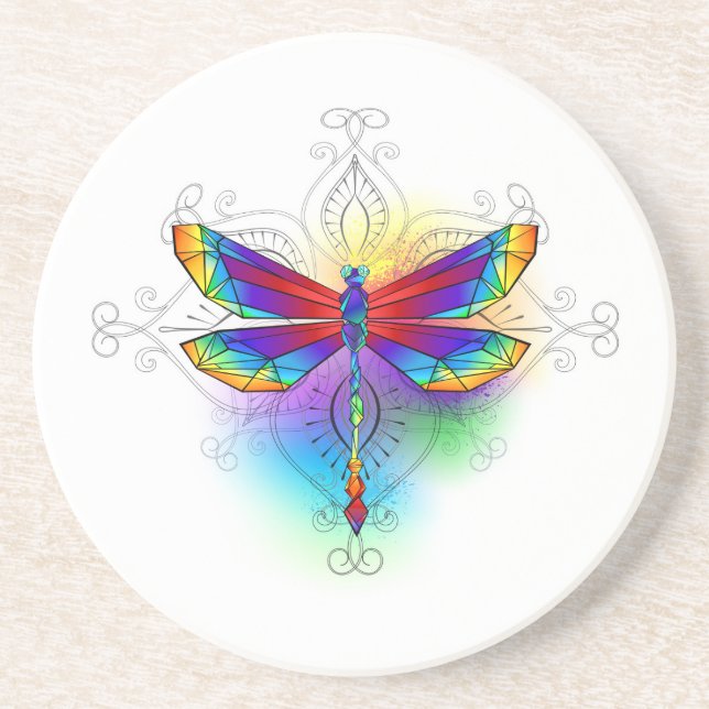 Rainbow Polygonal Dragonfly Coaster (Front)