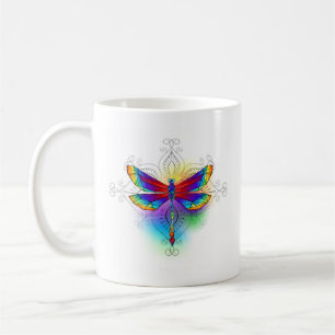 Rainbow Polygonal Dragonfly Coffee Mug