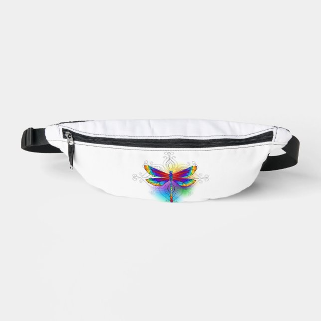 Rainbow Polygonal Dragonfly Fanny Pack (Front)