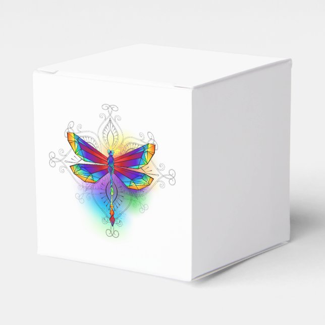 Rainbow Polygonal Dragonfly Favor Box (Front Side)