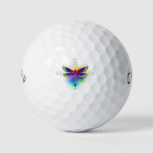 Rainbow Polygonal Dragonfly Golf Balls